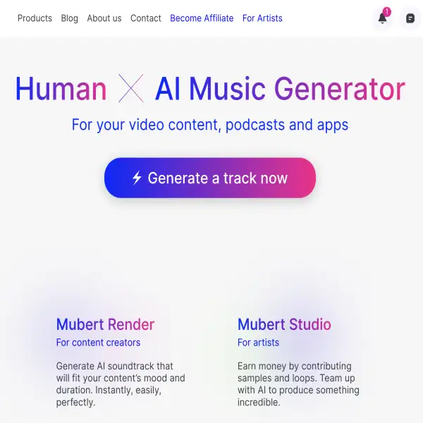 Mubert - Thousands of Staff-Picked Royalty-Free Music Tracks for Streaming, Videos, Podcasts